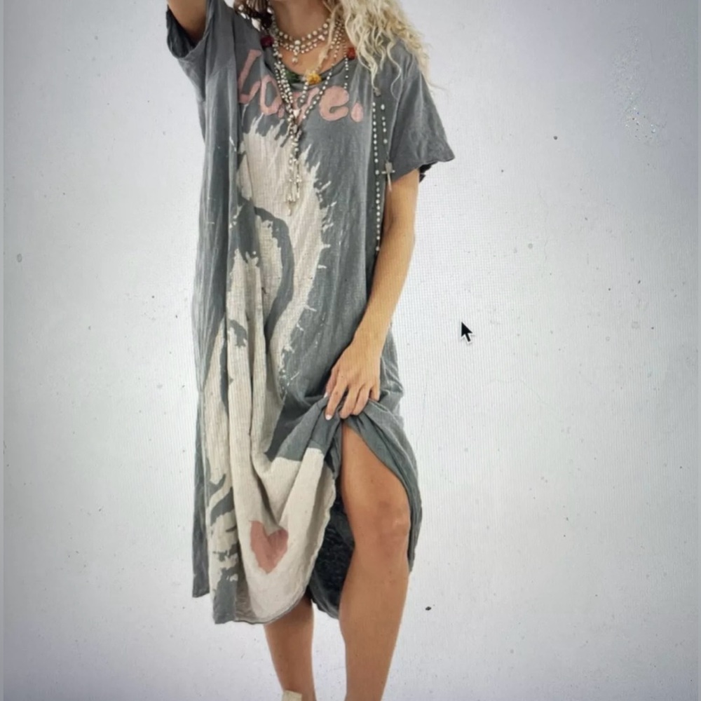 NWT Magnolia Pearl Jersey Massabielle boyfriend cut Pom,Love ,Heart Maxi T Dress - Picture 2 of 12